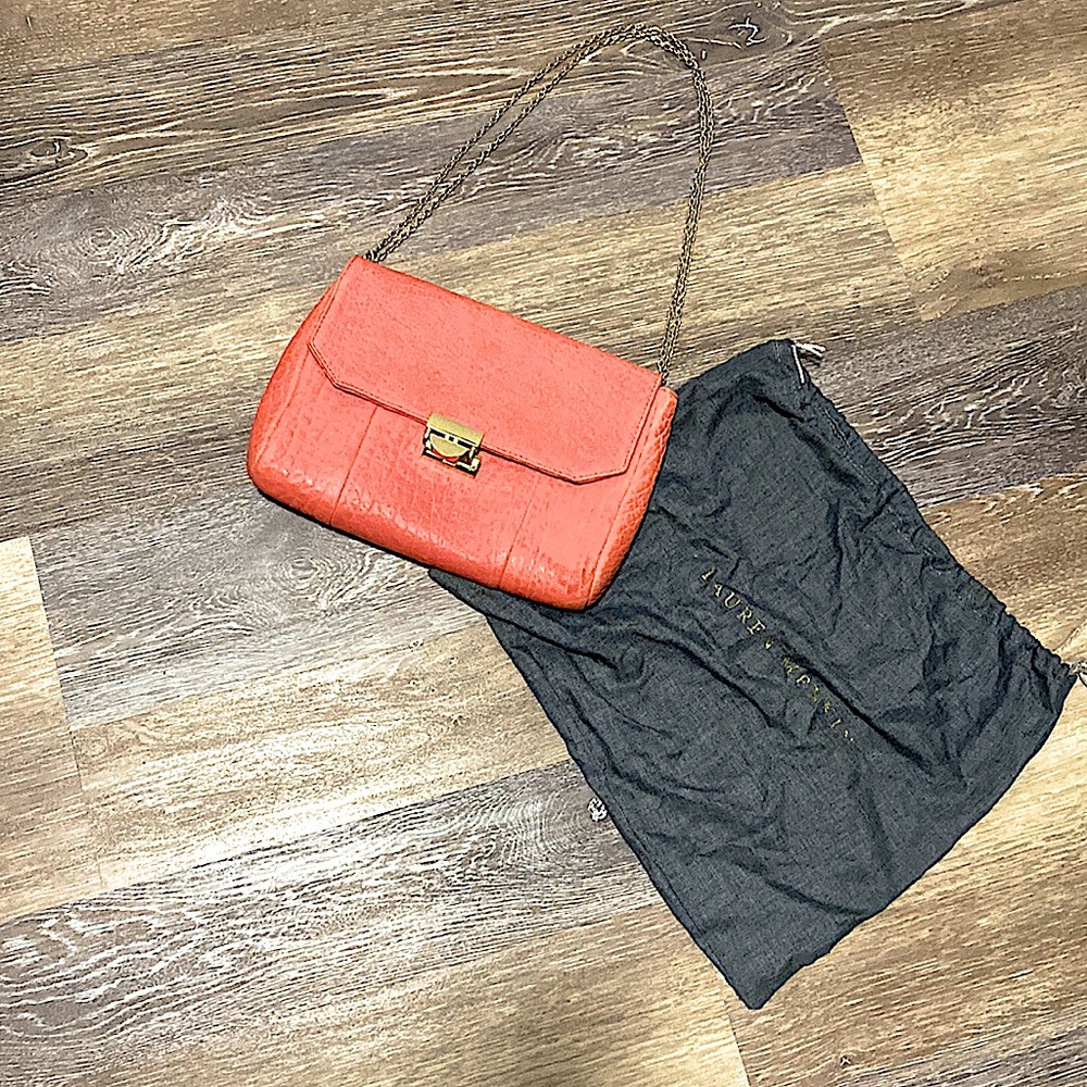 Lauren Merkin leather clutch with gold chain